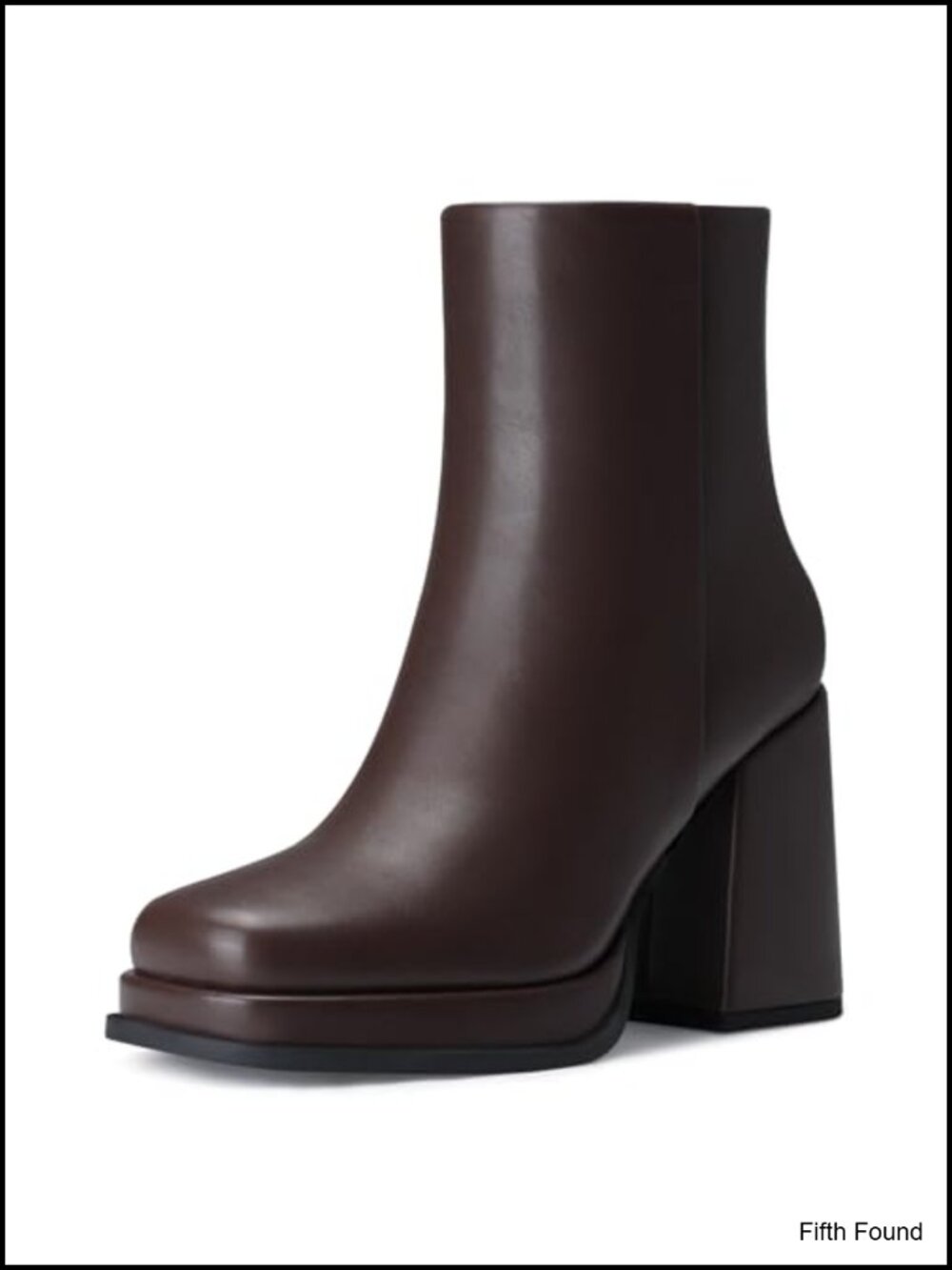Women Platform Ankle Boots Chunky High Heel Block Bootie PU Leather